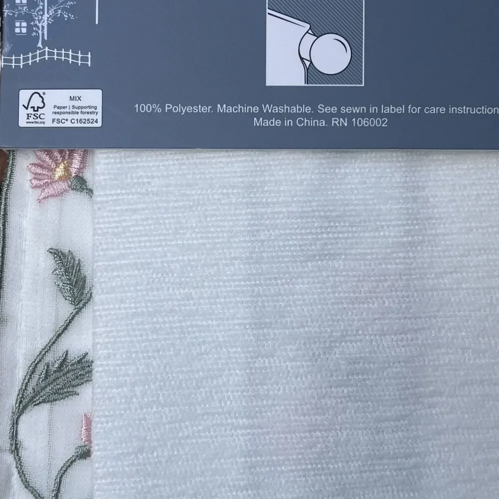 Rachel Ashwell the Farmhouse Floral Border Bow Drapes Window Curtains 37